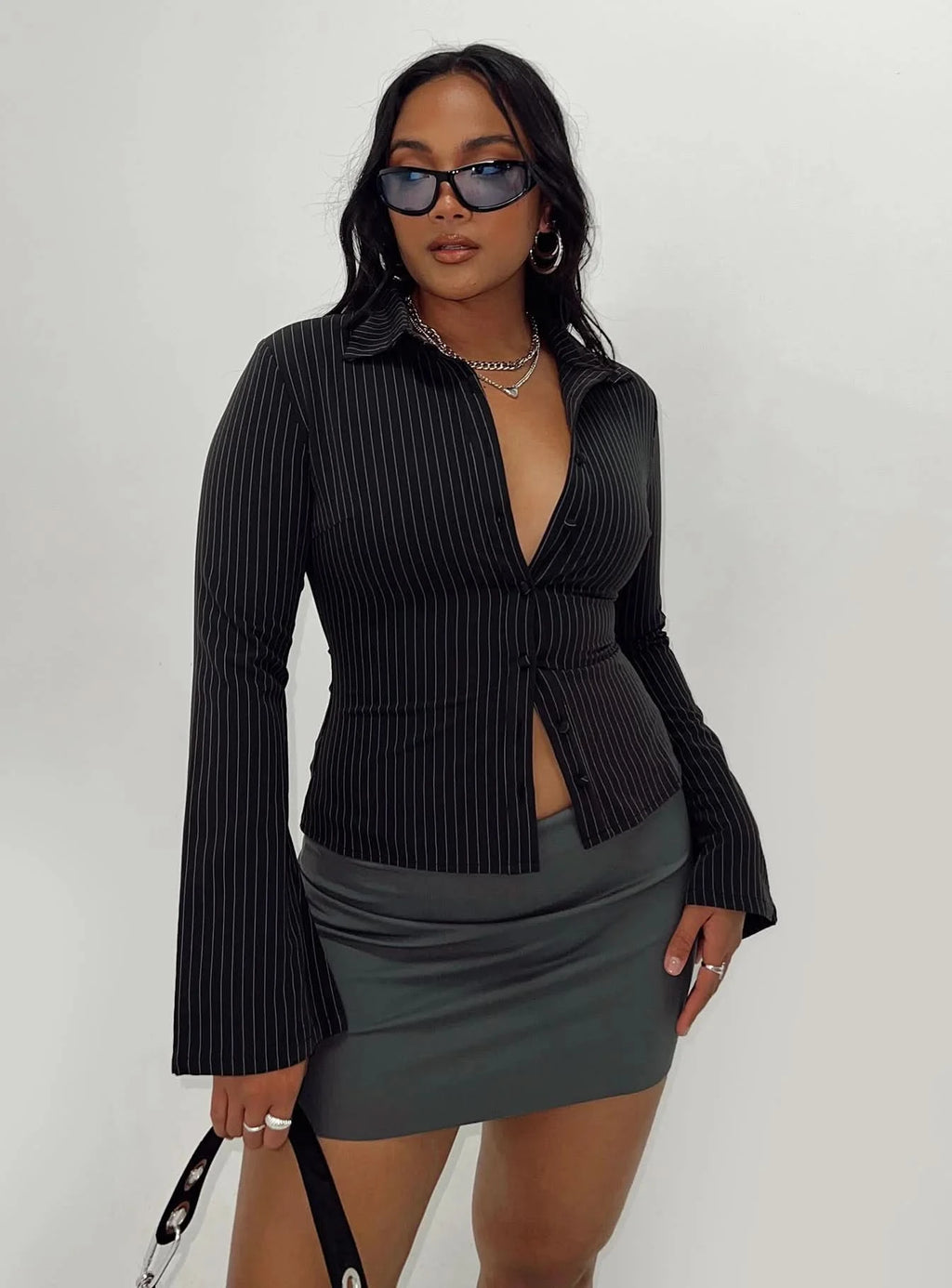 Anitta 2000s – Pinstripe Shirt
