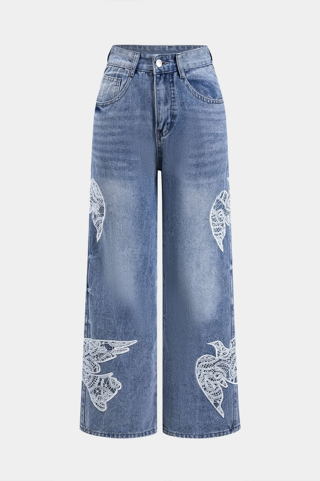 Aero Lace – Embroidered Wide-Leg Denim