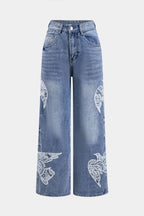 Aero Lace – Embroidered Wide-Leg Denim