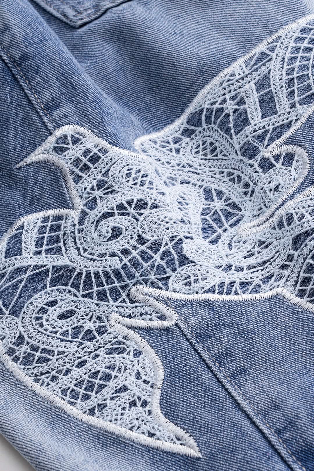 Aero Lace – Embroidered Wide-Leg Denim