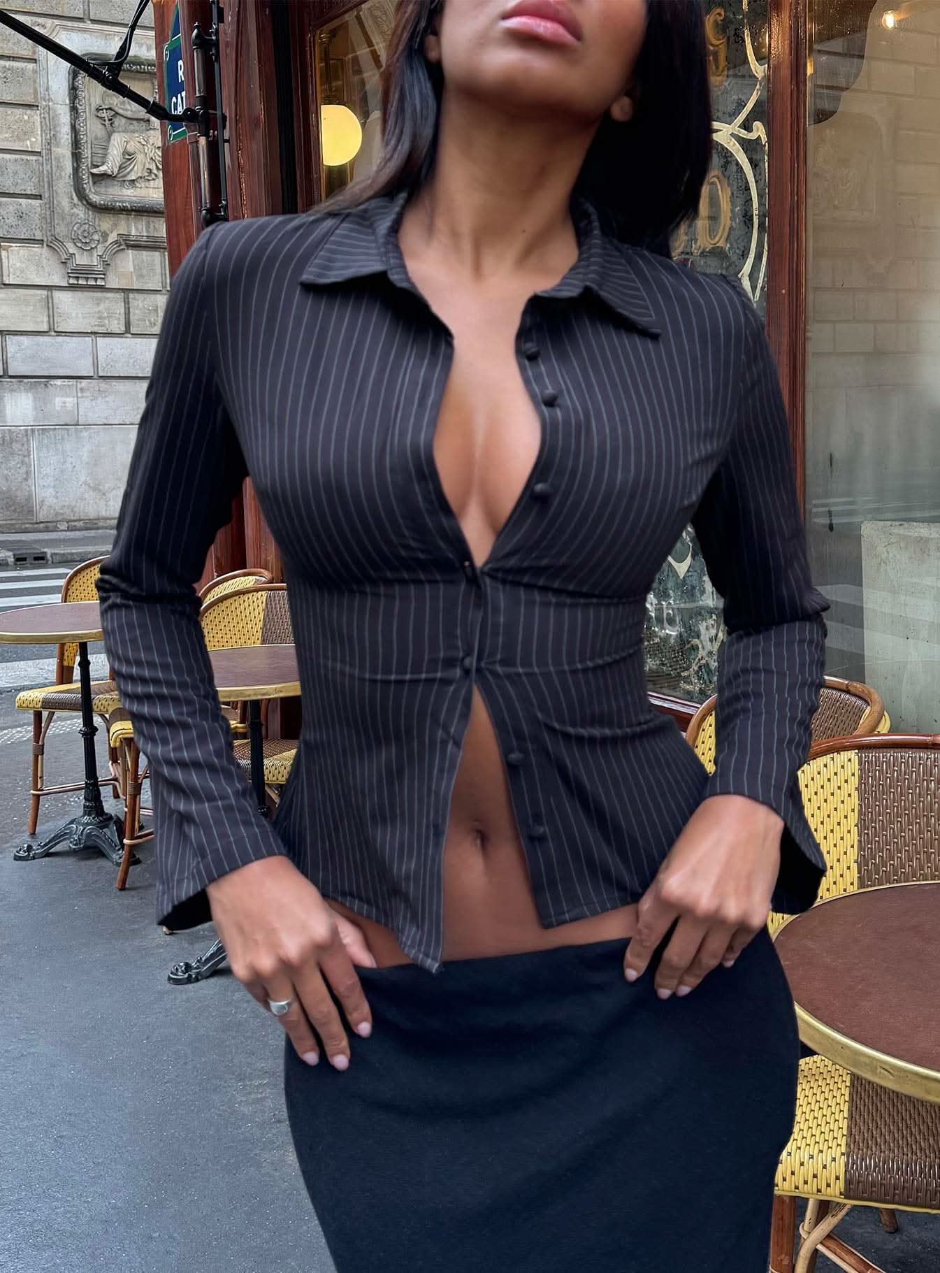 Anitta 2000s – Pinstripe Shirt
