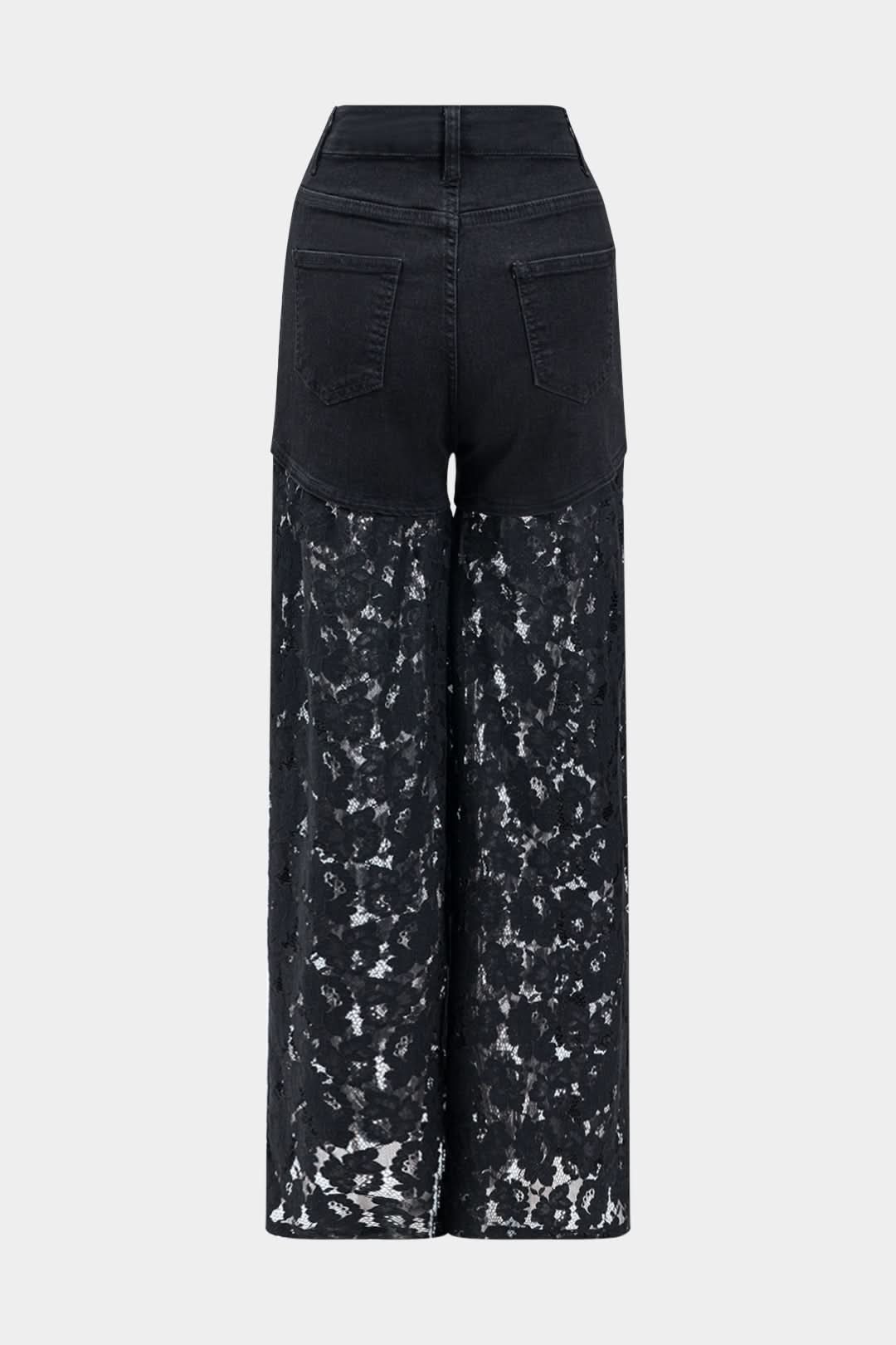 Notte Fiore – Lace Panel Wide-Leg Jeans