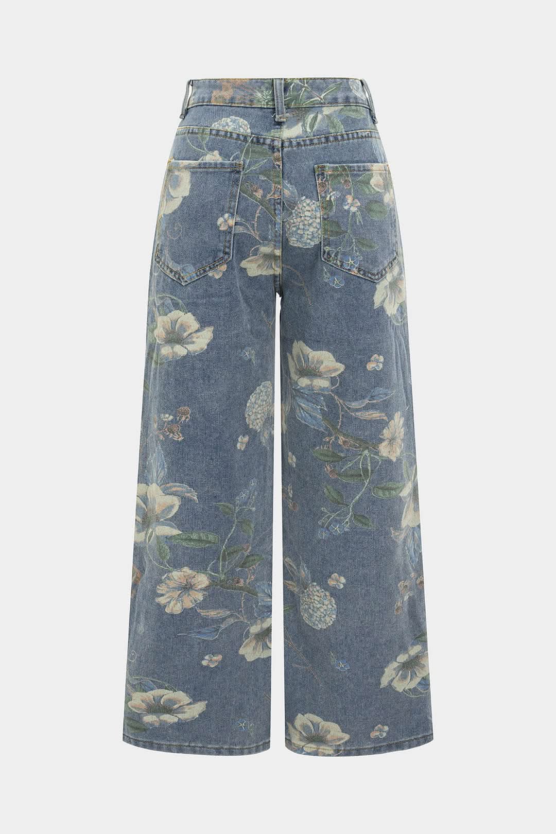 Fiorenza – Wide-Leg Floral Jeans