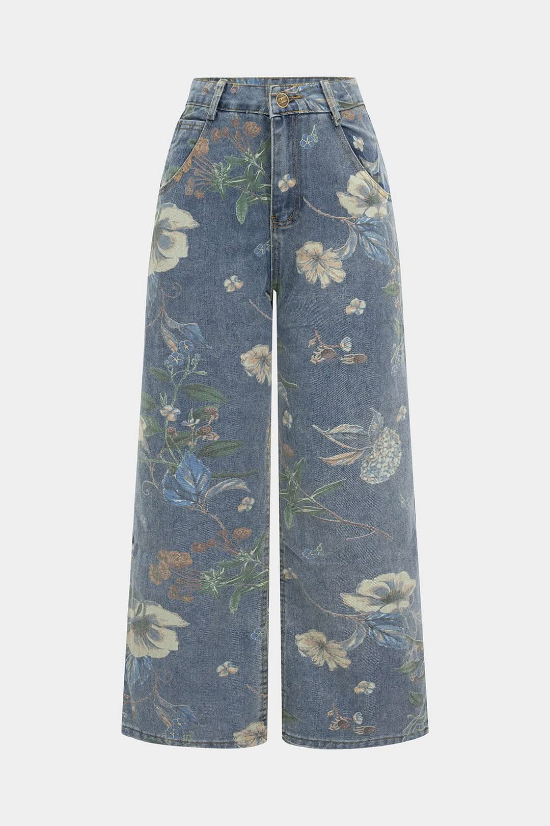 Fiorenza – Wide-Leg Floral Jeans