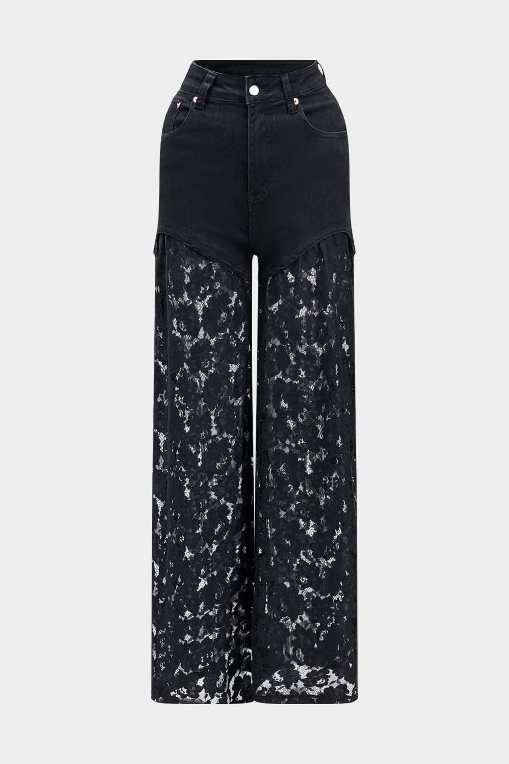 Notte Fiore – Lace Panel Wide-Leg Jeans