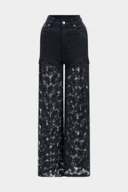 Notte Fiore – Lace Panel Wide-Leg Jeans