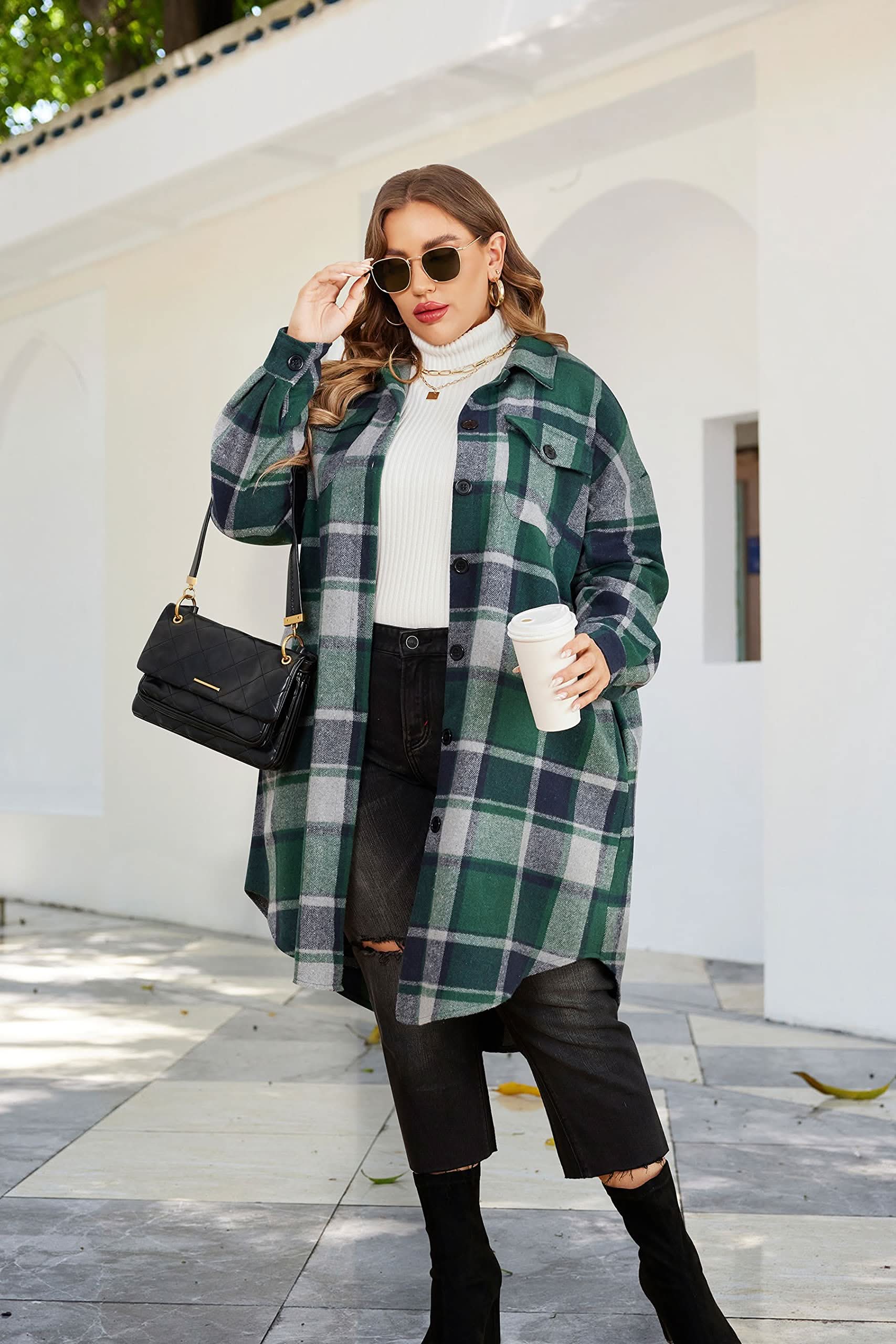 Plaid Flannel Longline Shacket