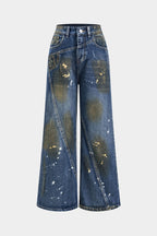 Neon Drip – Wide-Leg Denim