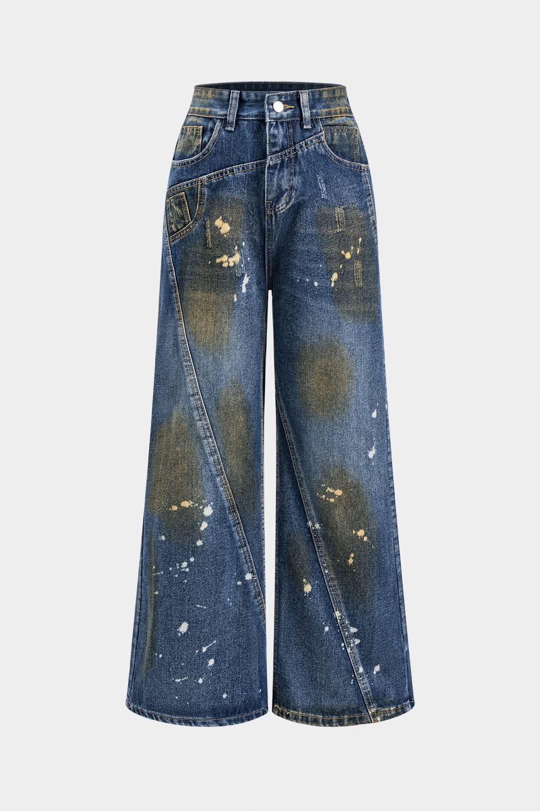 Neon Drip – Wide-Leg Denim