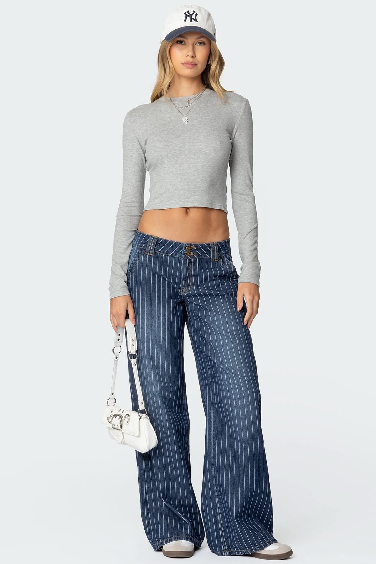Pinstripe – Low Rise Jeans