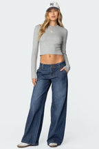 Pinstripe – Low Rise Jeans