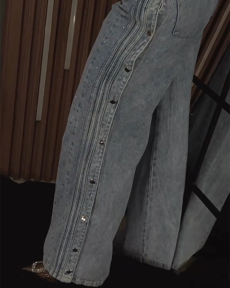 Hotline – Glitter Side-Slit Jeans