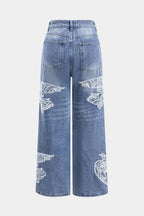 Aero Lace – Embroidered Wide-Leg Denim