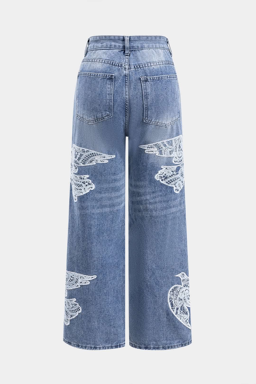 Aero Lace – Embroidered Wide-Leg Denim